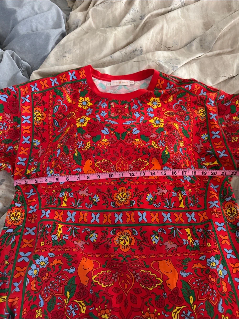 Tory Burch Red Floral Belted Mini Dress